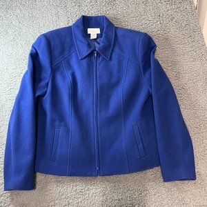 Conrad C Collection Women's Blue Lined 80% Wool Jacket Blazer Size 14
